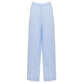 Fabiana Filippi Dames, Broeken, Blauw, Maat: XS Linnen