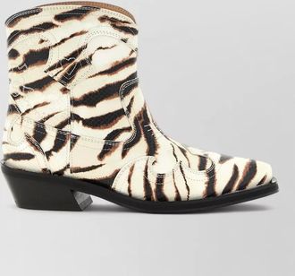 Ganni printed western ankle boots