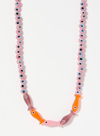 Sorbet Island Colourful glass bead fish necklace