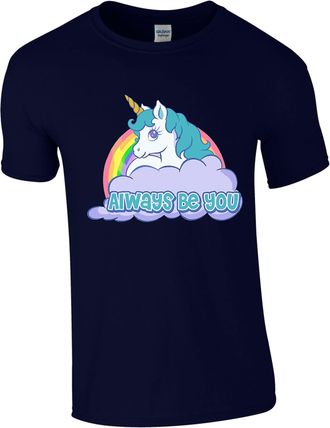 Generic Always Be You The Funny Intelligence Rock Unicorn Central Workwear Gift Unisex Adults Kids Tee Top Navy