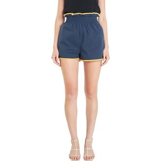 English Factory Contrast Paperbag Cotton Shorts in Navy at Nordstrom Rack, Size X-Small