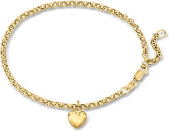 Ross-Simons Italian 18kt Yellow Gold Heart Charm Bracelet