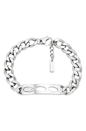 Diesel Oval D ID Chain Bracelet in Silver at Nordstrom