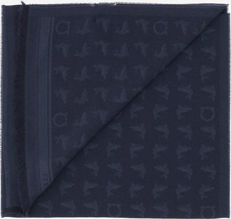 Ferragamo Mens Scarf Navy Wool Scarfs