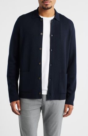 Jack Victor Milano Stitch Merino Wool Cardigan in Navy at Nordstrom, Size Xx-Large