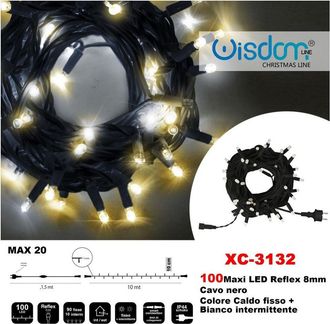 Trade Shop Trade Shop - Catena Luminosa 100 Luci Led Lucciole Caldo Fisso + Bianco Intermittente Xc-3132
