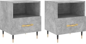 vidaXL Vidaxl - Bedside Cabinets 2 pcs Concrete Grey 40x35x47.5 cm Engineered Wood