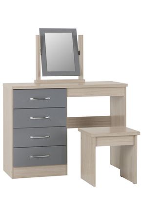 Seconique Nevada 4 Drawer Dressing Table Set in Grey