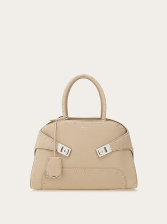 Ferragamo Women Hug handbag with studs (M) Beige