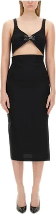 Moschino Kleedjes, Dames, Zwart, M, Decorative Hook Midi Dress