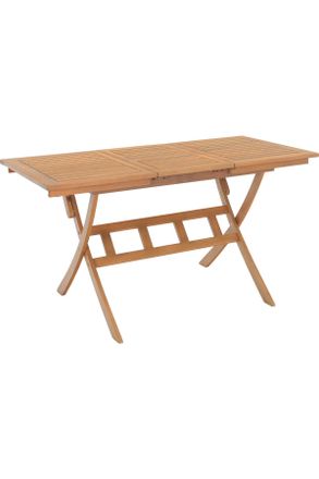 ambia GARDEN Gartenklapptisch, Teakfarben, Holz, Akazie, massiv, Hartholz, rechteckig, X-Form, 70x74x100(140) cm, ausziehbar, klappbar, Gartenm&ouml;bel, Gartentische, 