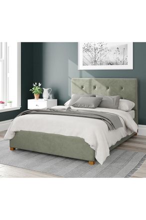 Aspire Home Accents Presley Upholstered Ottoman Storage Bed, Plush Velvet Fabric in Duck Egg Blue | Size: Small Double