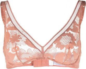 Eres Beige Bloemenkant Driehoek Beha - Dames - BHs - Beige - 95C EU - Spandex - Ondergoed