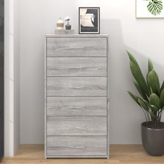 vidaXL Vidaxl - Aparador Con 6 Cajones Contrachapado Gris Sonoma 50x34x96 Cm