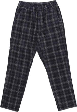 Carhartt Work in Progress Geruite Velvet Broek met Elastische Tailleband - Heren - Straight fit broeken - Zwart - XL - Katoen - Broeken