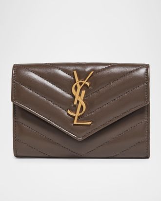 Saint Laurent YSL Monogram Small Flap Wallet in Smooth Leather