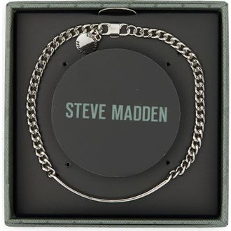 Steve Madden Small Skinny Bar Chain Link Bracelet in Shiny Rhodium at Nordstrom Rack