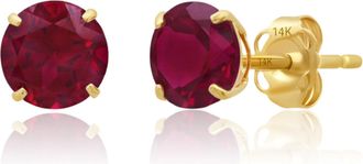 MAX + STONE 14k Yellow or White Gold 6mm Round Solitaire Gemstone Stud Earrings
