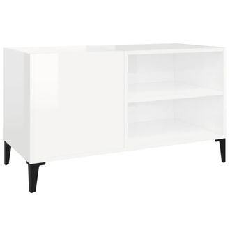 vidaXL Mueble Discos Madera Contrachapada Blanco Brillo 84,5x38x48 Cm Vidaxl
