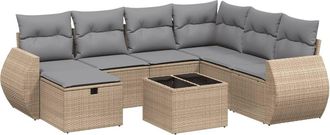 vidaXL Juego De Sof&aacute;s Jard&iacute;n Con Cojines Beige Mezcla 8 Pzas Rat&aacute;n Pe Vidaxl
