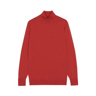 John Smedley Turtlenecks, male, Red, M, Cherwell Roll Neck Jumper