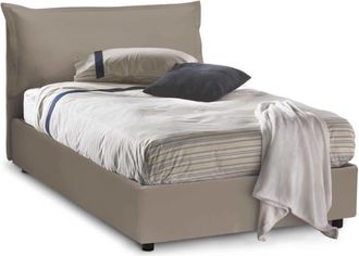 Talamo Italia Cama doble en ecopiel gris tórtola 120x190 cm