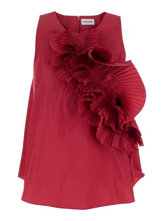 P.A.R.O.S.H. Bordeaux Blouse With Ruffles On The Front In Tech Fabric Women