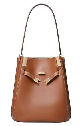 Tory Burch Lee Radziwill Leather Double Bucket Bag in Aged Tan at Nordstrom