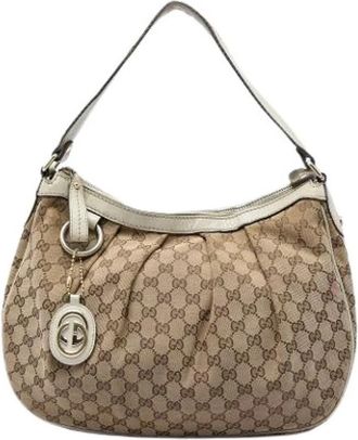 Gucci Pre-owned Sukey Schoudertas - Dames - Vintage Schoudertas - Beige - ONE Size - Leer - Vintage
