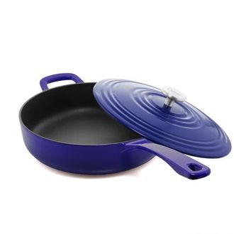 Chantal 5 qt. Round Cast-Iron Saute Skillet w/ Lid in Cobalt Blue at Nordstrom