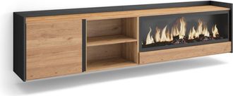 Skraut Home Skraut Home - Mueble Tv, Televisi&oacute;n, Muebles De Sal&oacute;n, Almacenaje, 212x35x50cm, Para Tv Hasta 80, Chimenea El&eacute;ctrica Xxl, Colgado, Suspendido, Estilo 