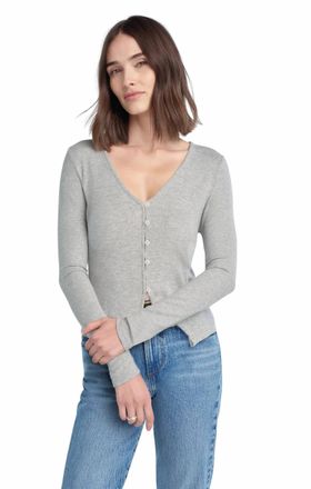Favorite Daughter Good Luck Long Sleeve Top In Heather Grey