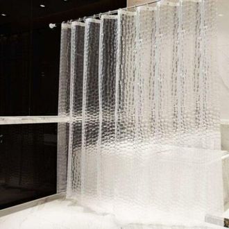 OEM Cortina De Ducha De 240 X 200 Cm, 100 % Eva, Semitransparente, Impermeable, Antimoho, Sin Pvc, 0,2 Mm De Grosor, Dise&ntilde;o De Cubo De Agua 3d Con 16 Anil