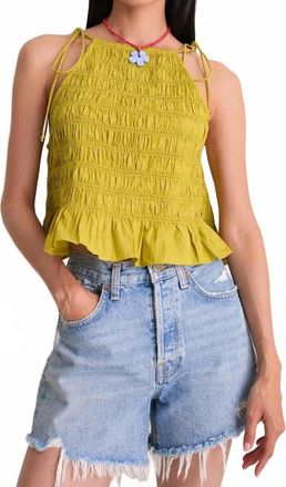 Cleobella Leota Smocked Top In Green Envy