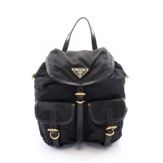 Prada Black Nylon Leather Backpack (Pre-Owned)