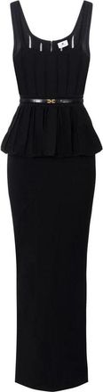 Elisabetta Franchi Kleedjes, Dames, Zwart, XS, Polyester, Red Carpet Gebreide Jurk met Peplum