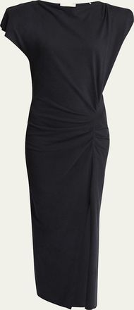 Isabel Marant Nadela Ruched Slit Cotton Maxi Dress