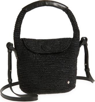 Helen Kaminski Yala Raffia Mini Shoulder Bag in Charcoal/Black at Nordstrom