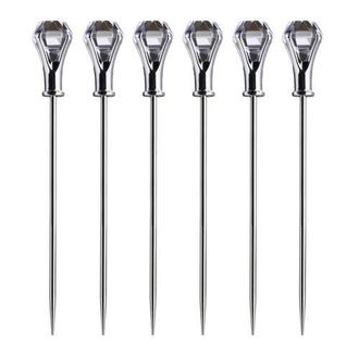 Prodyne Diamond Head Martini Picks, Set of 6, Acrylic and Stainless Steel in Silver at Nordstrom