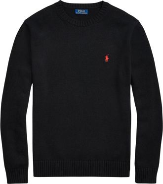 Polo Ralph Lauren Round-neck Knitwear, male, Black, Size: L Round-neck Cotton Knit