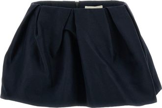 Shushu/Tong Blue Pleated Flared Wool-Blend Mini Skirt