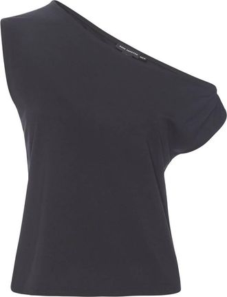 Good American Womens Stretch Jersey Asymmetric Top In Black
