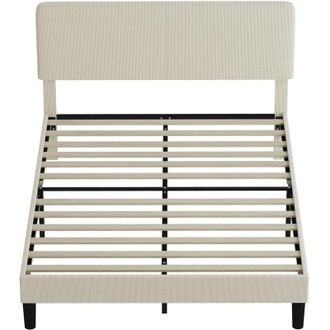 HOMCOM Struttura Letto 140x200cm Testata Imbottita Regolabile e 12 Doghe Grigio