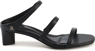 Tommy Hilfiger Womens Leather Block Heel Sandals - Black - Size EU 39