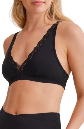 Fleur't Lace Trim Bralette in Black at Nordstrom, Size X-Small