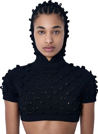 Sportmax Truien & Vesten, Dames, Zwart, M, Gebreide capuchon top