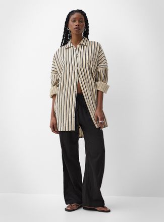 Ichi Womens Elastic waist lightweight wide-leg pant