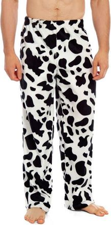 Leveret Mens Fleece Printed Holiday Pajama Pants in Cow Black at Nordstrom, Size Xx-Large