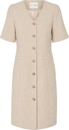 Rue de Femme RUE de Femme - RDFJosephine Jurk - Dames - Jurken - Beige - Maat: L Leer