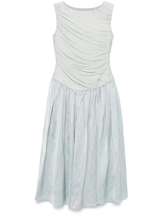 Abadia Ora midi dress - women - Viscose/Cotton/Polyester/Polyester/Linen/Flax - S - Blue